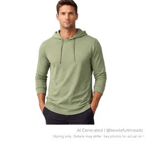 Benson Large Sage Supima Cotton Hoodie Lightweight Minimalist